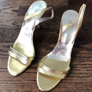 Vera Wang gold slingbacks
